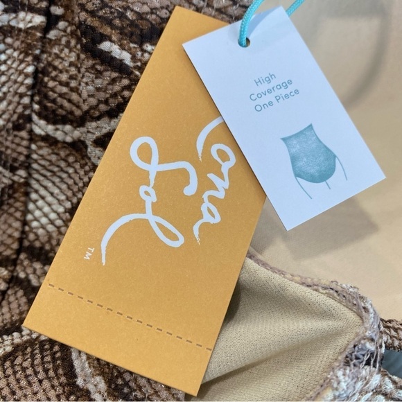 Women’s Textured Pique Tie-Front One Piece Swimsuit Kona Sol Snake Print Size M - Picture 7 of 10